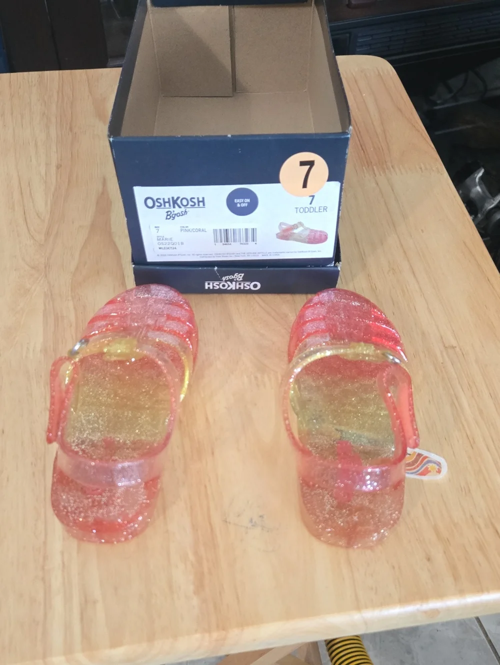 OshKosh B'gosh Glitter Jelly Sandals - Pink and Gold Sparkle